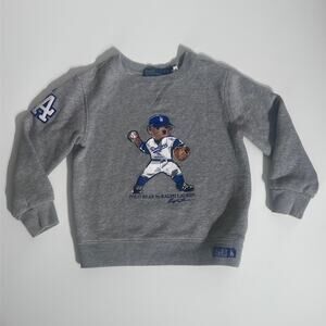 Polo Ralph Lauren Polo Bear Dodgers Sweatshirt Kids Size 5 Gray LA Baseball